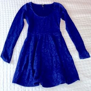 Royal blue lace pattern Christmas dress